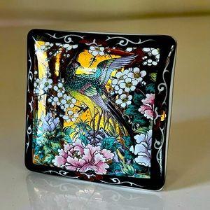 Box Vintage Trinket Dish Japan hand painted Ming Dynasty Heritage 2.5” lidded
